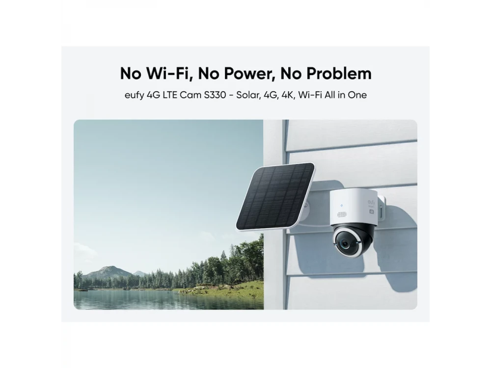 Anker Eufy 4G LTE Security Cam 4K UHD Pan & Tilt, WiFi, AI with Solar Panel Bidirectional Audio