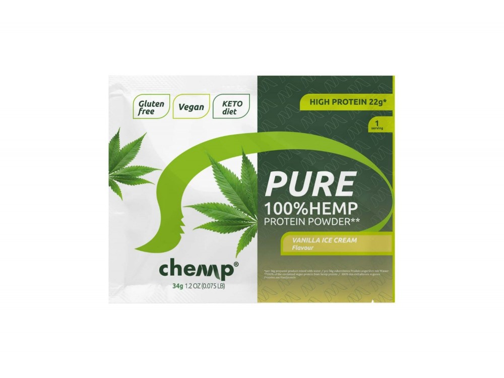 Chemp 100% Hemp Protein Πρωτεΐνη Κάνναβης Vanilla Ice Cream - Συσκευασία 34gr