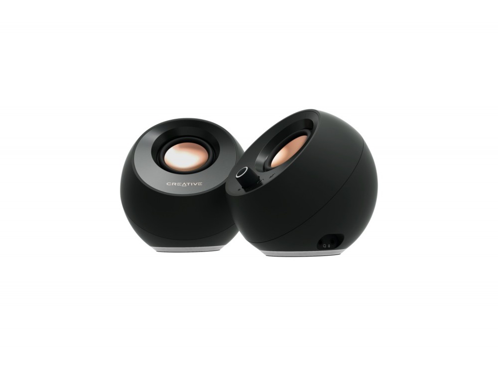 Creative Pebble Pro Ηχεία Υπολογιστή 2.0 με Ισχύ 20W, RGB & Bluetooth 5.3, Μαύρα - ΑΝΟΙΓΜΕΝΗ ΣΥΣΚΕΥΑΣΙΑ