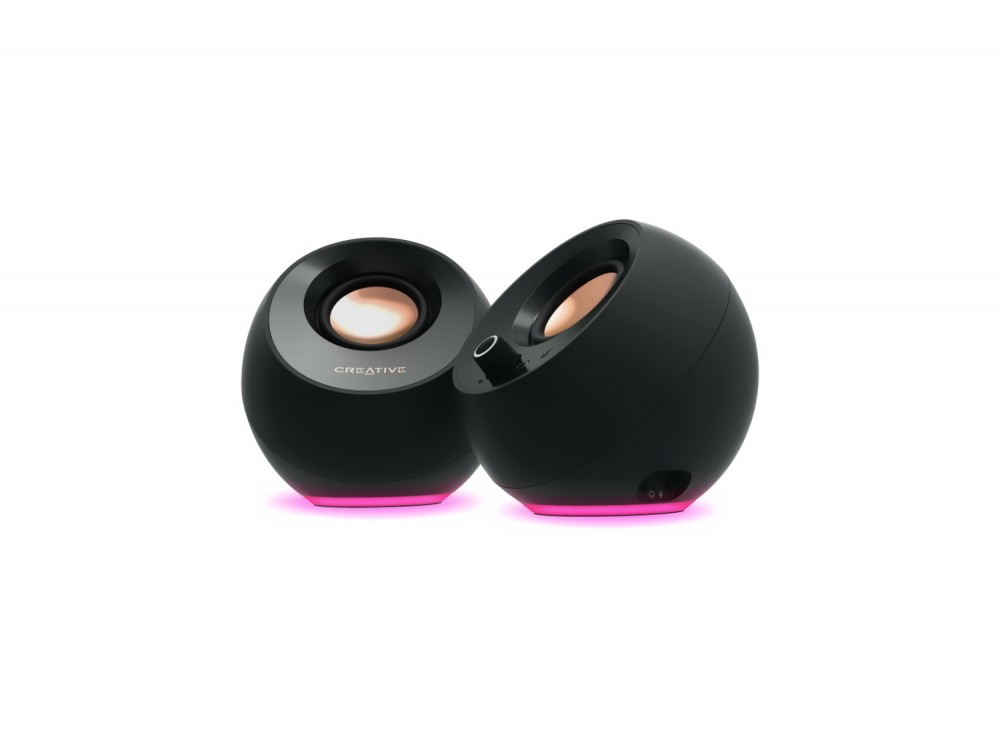 Creative Pebble Pro Ηχεία Υπολογιστή 2.0 με Ισχύ 20W, RGB & Bluetooth 5.3, Μαύρα - ΑΝΟΙΓΜΕΝΗ ΣΥΣΚΕΥΑΣΙΑ