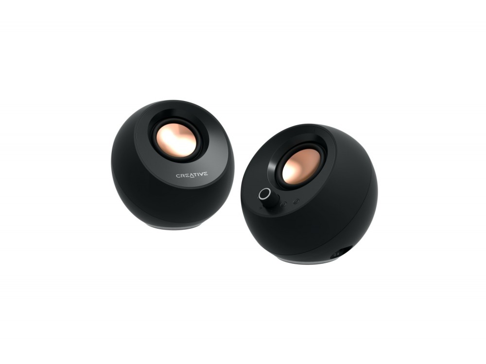 Creative Pebble Pro Ηχεία Υπολογιστή 2.0 με Ισχύ 20W, RGB & Bluetooth 5.3, Μαύρα - ΑΝΟΙΓΜΕΝΗ ΣΥΣΚΕΥΑΣΙΑ
