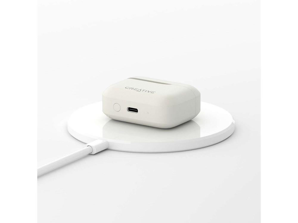 Creative Zen Air Plus ANC Bluetooth 5.3 Ακουστικά TWS με Active noise cancellation, Υποστήριξη AAC & Ασύρματη Φόρτιση, Λευκά
