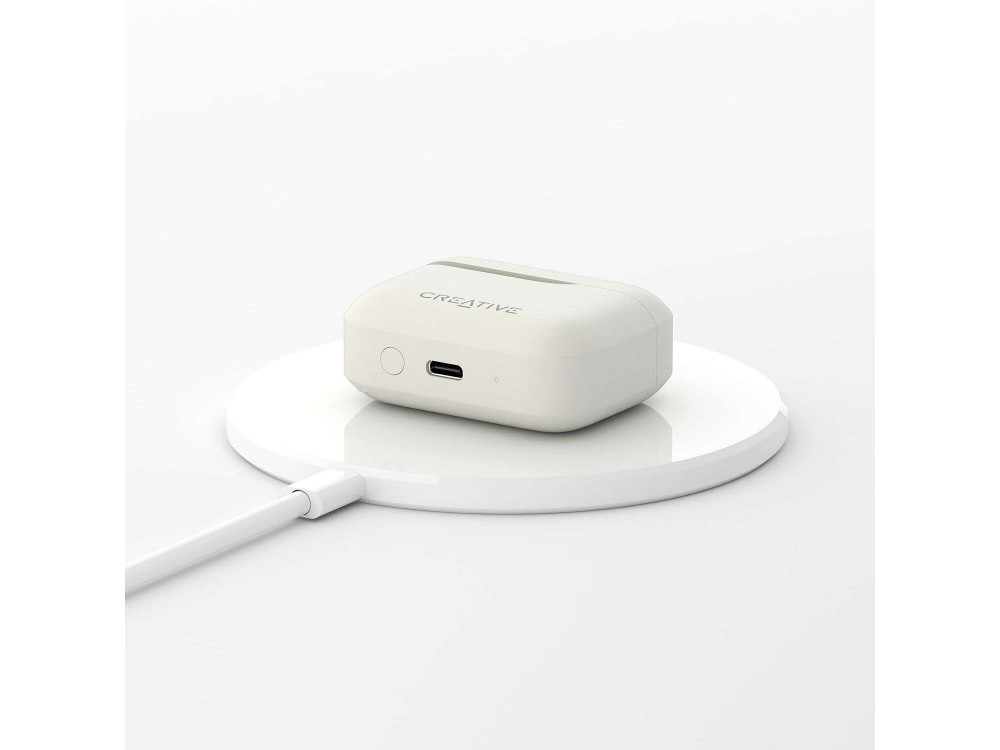 Creative Zen Air Plus ANC Bluetooth 5.3 Ακουστικά TWS με ANC, Υποστήριξη AAC & Ασύρματη Φόρτιση, White
