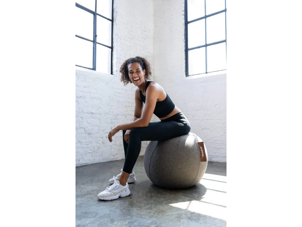 Stryve Active Sitting Ball 65cm, Εργονομική Μπάλα Καθίσματος & Γυμναστικής Αντιολισθητική Επιφάνεια Vegan Leather, Warm Grey