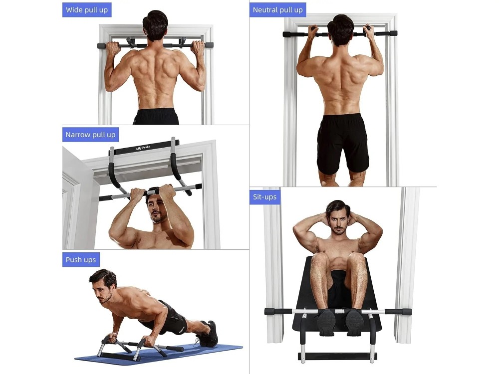 AJ Pull Up Bar, Μονόζυγο Πόρτας για Χρήστη έως 130kg, Black