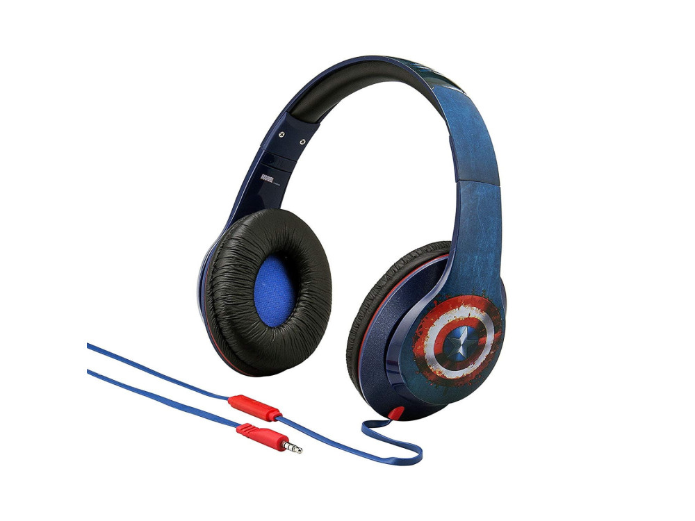 eKids Captain America Marvel Licensed Ενσύρματα Ακουστικά για Παιδιά με Volume Limiter και Μικρόφωνο