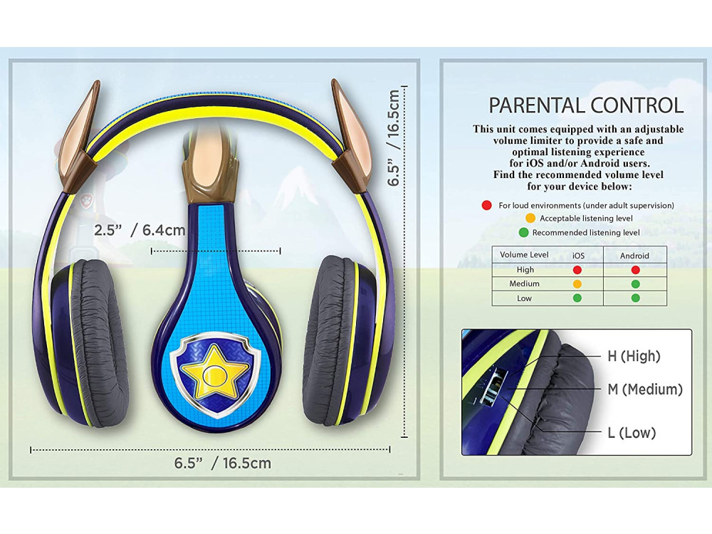 eKids Paw Patrol Chase Licensed Ενσύρματα Ακουστικά για Παιδιά με Volume Limiter