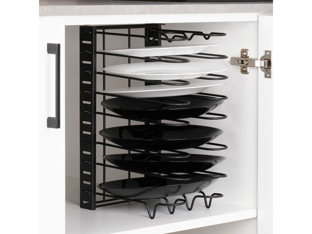 Vilde Pot Pan Lid Holder, Metal Kitchen Organization Stand for Pans / Pots / Lids 47x21x38cm, Black