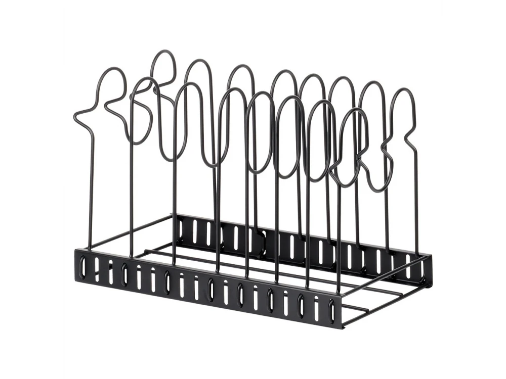 Vilde Pot Pan Lid Holder, Metal Kitchen Organization Stand for Pans / Pots / Lids 47x21x38cm, Black