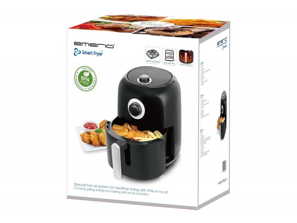 Emerio Air Fryer, Φριτέζα Αέρος 3lt για Υγιεινό Μαγείρεμα, 1450W, BPA free με Χρονοδιακόπτη 30 Λεπτών - ΑΝΟΙΓΜΕΝΗ ΣΥΣΚΕΥΑΣΙΑ