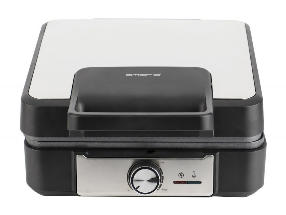 Emerio Waffle Maker, Διπλή Βαφλιέρα 1200W για 4 Βελγικές Βάφλες, με Αντικολλητική Επίστρωση & Ρυθμιζόμενο Θερμοστάτη