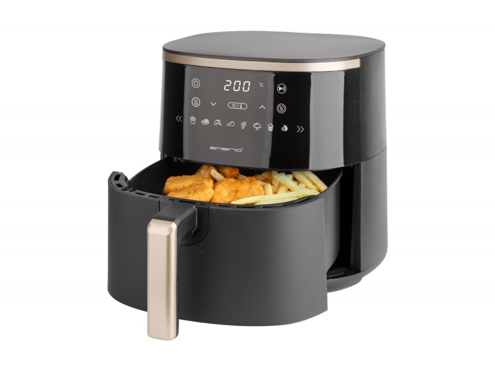 Emerio Smart Fryer, Φριτέζα Αέρος 4.2lt για Υγιεινό Μαγείρεμα, 1400W, Ψηφιακή Οθόνη Αφής & Λειτουργία Αφυδάτωσης, Black