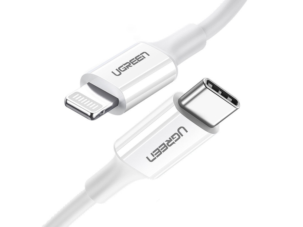 Ugreen USB-C σε Lightning καλώδιο 0.5μ. για Apple iPhone / iPad / iPod MFi Power Delivery - 60747, Λευκό