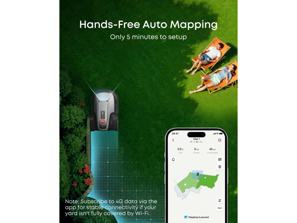 Anker Eufy E15  Robot Lawn Mower, for up to 0.2 Acres, with Wireless Function, Mapping and APP, Cut Height 2.5-7.5cm