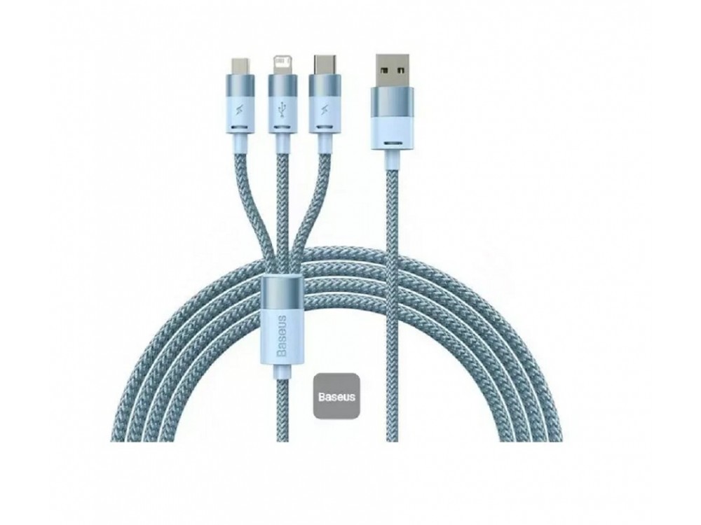Baseus Starspeed 3-in-1 Cable USB-A to Lightning / USB-C / Micro USB with Nylon Weaving 1.2m, Blue