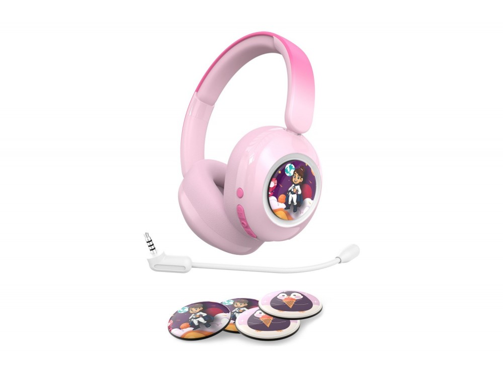 Garett Astro Wave ANC Παιδικά Ασύρματα Ακουστικά Over-Ear με Noise Cancelling, Ασφαλή Ένταση & Μπαταρία έως 28 Ώρες, Pink