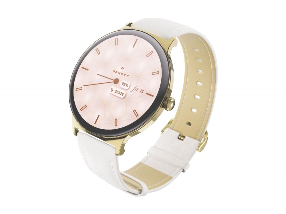 Garett Verona 2 Smartwatch 43mm με AMOLED Οθόνη 1.43", Bluetooth Κλήσεις, IP68 & Μπαταρία έως 7 Ημέρες, Gold Mesh
