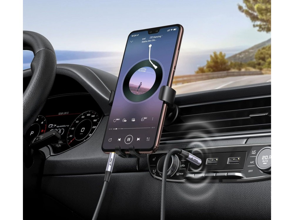 iPEAX Audio AUX Καλώδιο 1,5μ. Επιχρυσωμένο με Νάυλον Ύφανση 3.5mm, Black