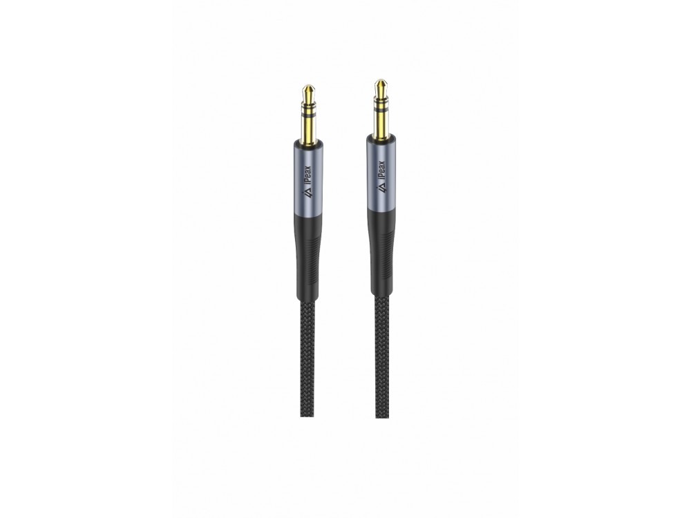 iPEAX Audio AUX Καλώδιο 1,5μ. Επιχρυσωμένο με Νάυλον Ύφανση 3.5mm, Black