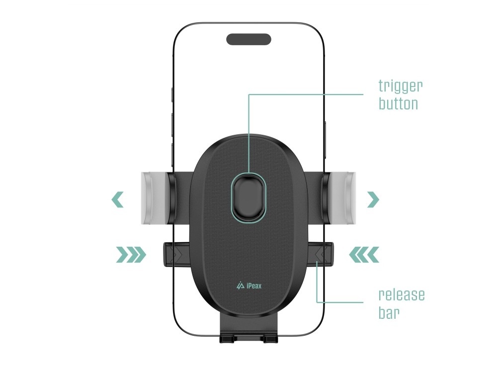 iPEAX CLIP-2 Car Phone Mount, Βάση Αυτοκινήτου αεραγωγού με Ρυθμιζόμενα Άγκιστρα, Black