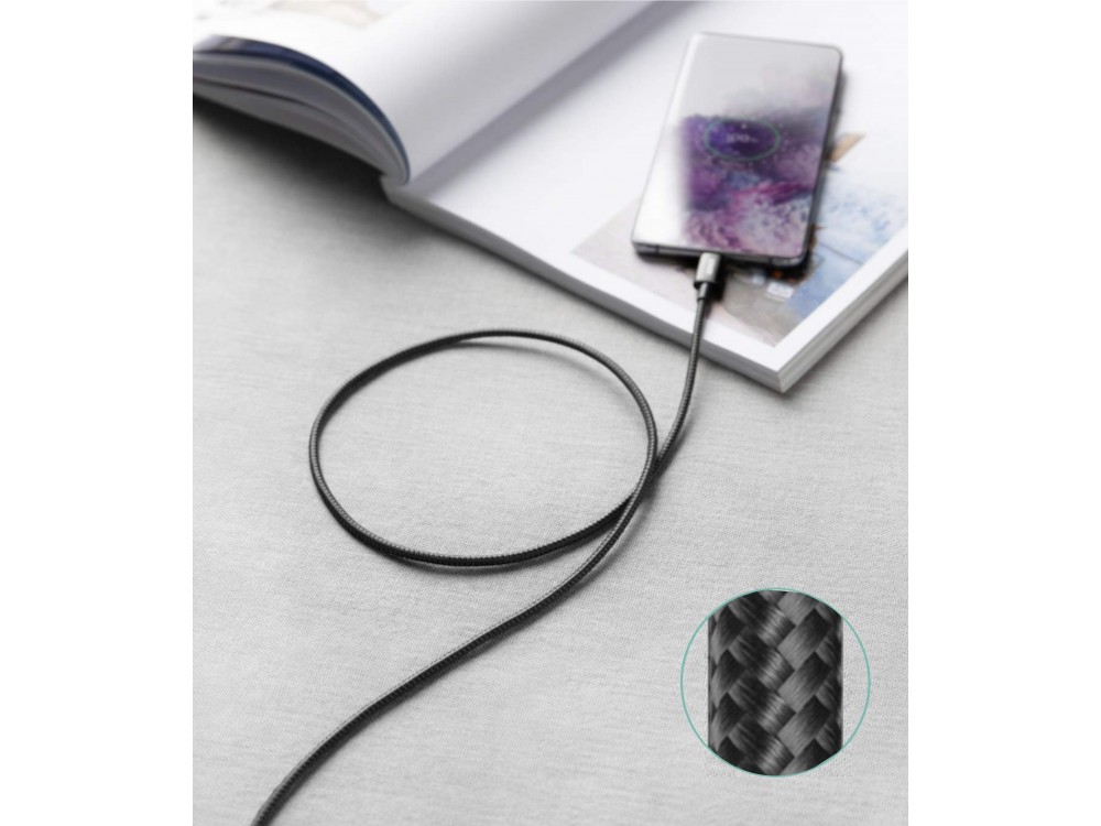 iPEAX Durable Textile USB-C σε USB-C Καλώδιο 1μ. με Νάυλον ύφανση, Black