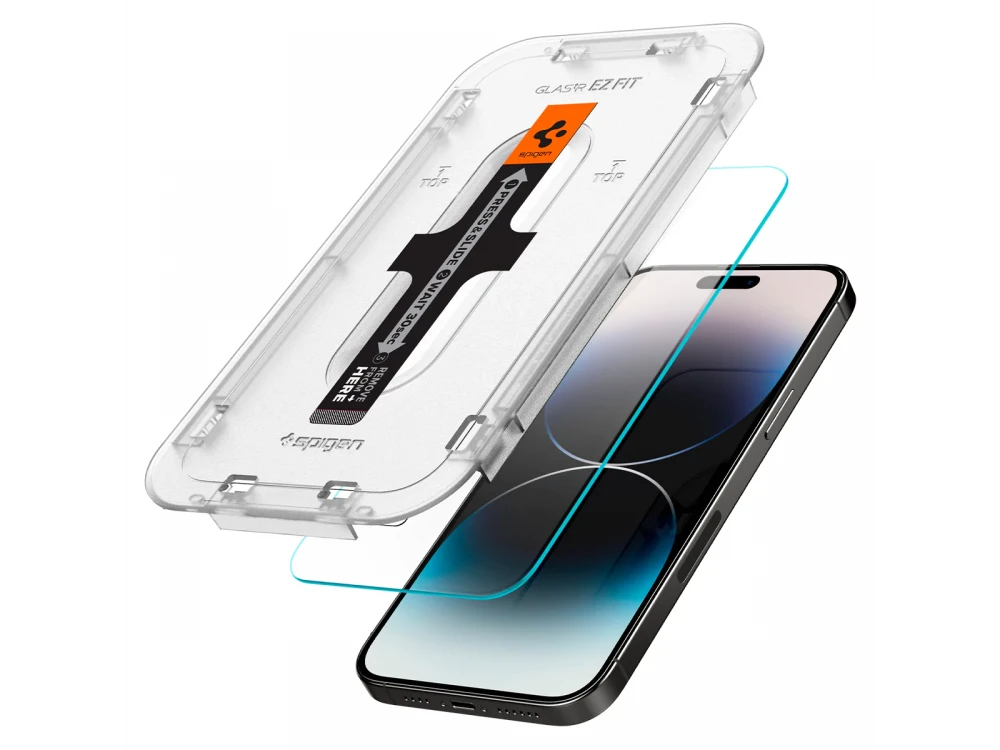 Spigen iPhone 14 Pro Max GLAS.tR EZ FIT Premium Tempered Glass Screen Protector, με Installation Frame, Σετ των 2