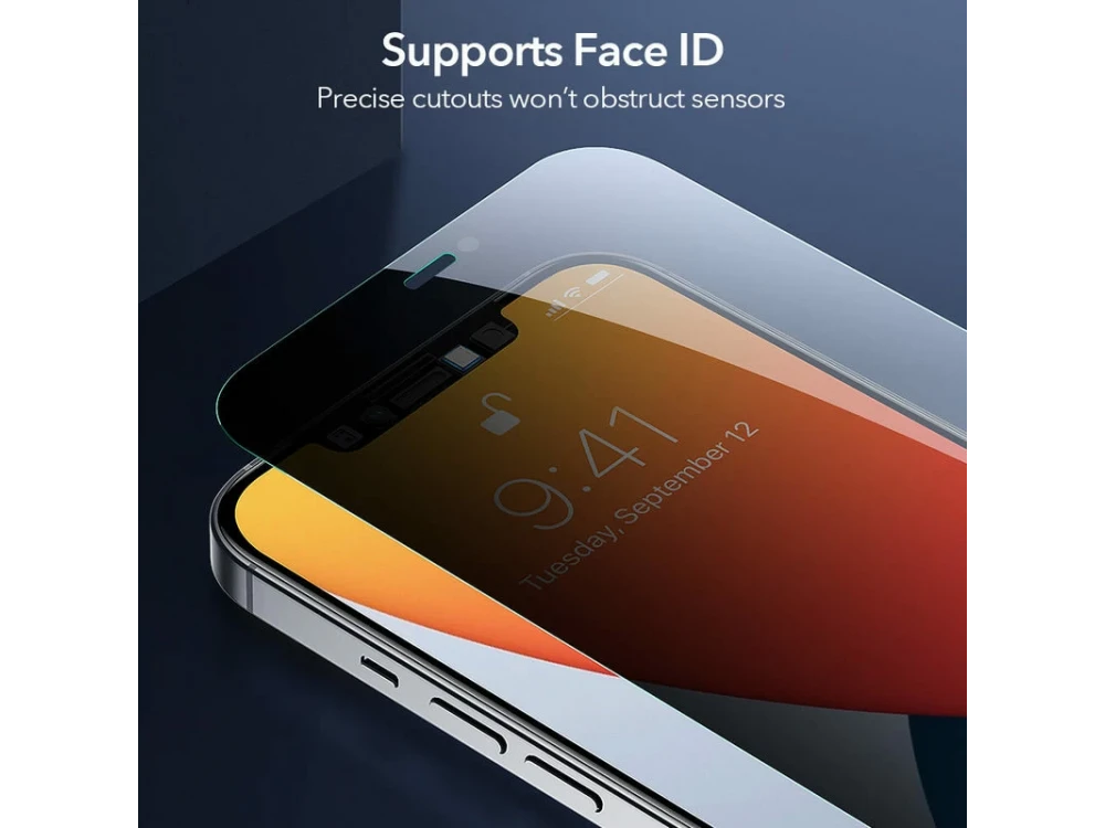 ESR iPhone 12 / 12 Pro Privacy Tempered Glass Premium Screen Protector με Installation frame, Σετ των 2