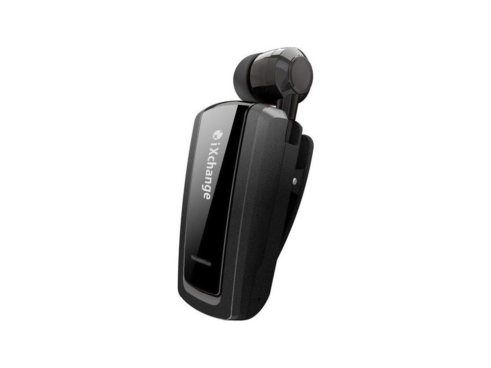 iXchange UA25XB In-ear Bluetooth Handsfree Ακουστικό Πέτου, Retractable, Black