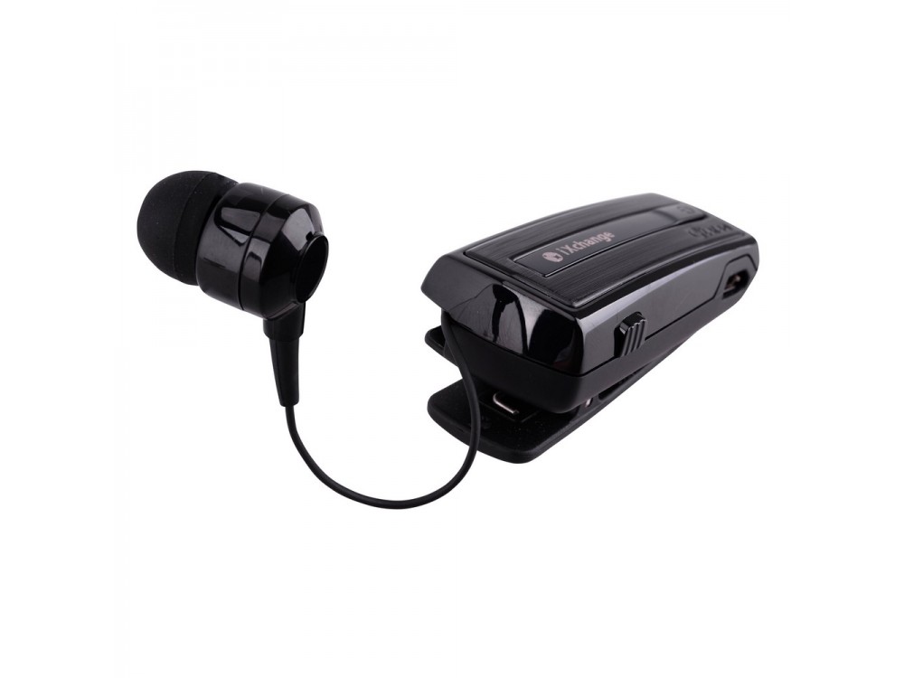 iXchange UA28 v2 In-ear Bluetooth Handsfree Lapel Headset, Retractable with Vibration, Black