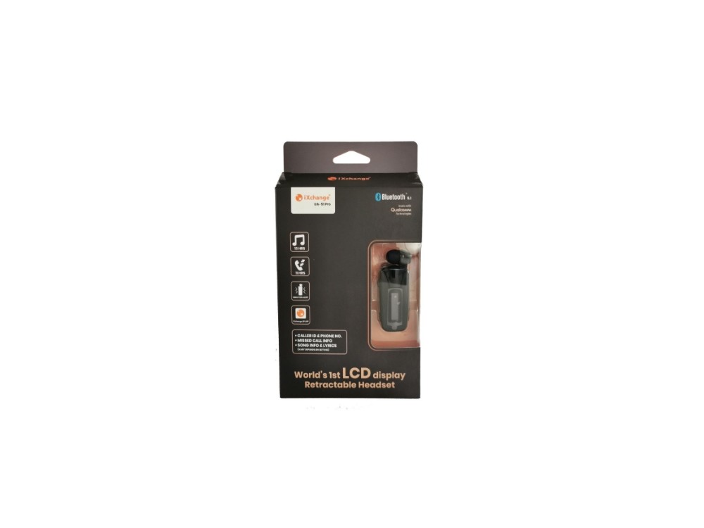 iXchange UA51 Pro In-ear Bluetooth Handsfree Lapel Headset, Retractable, Black