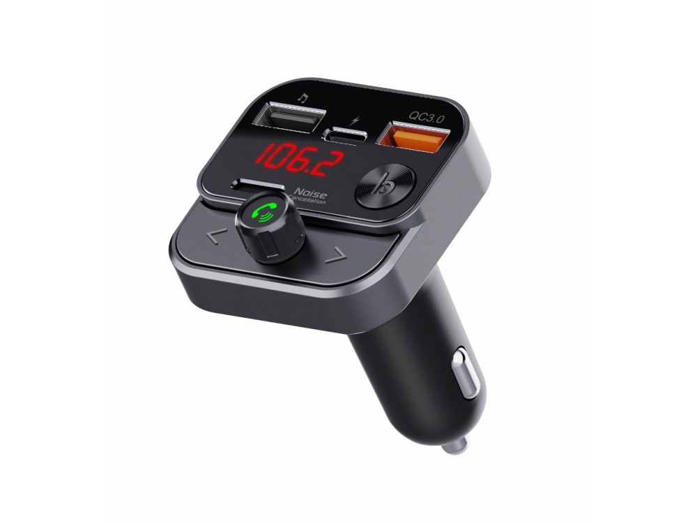 Swissten FM Transmitter Bluetooth Handsfree Αυτοκινήτου με Θύρες USB-C & USB-A Γρήγορης Φόρτισης 30W