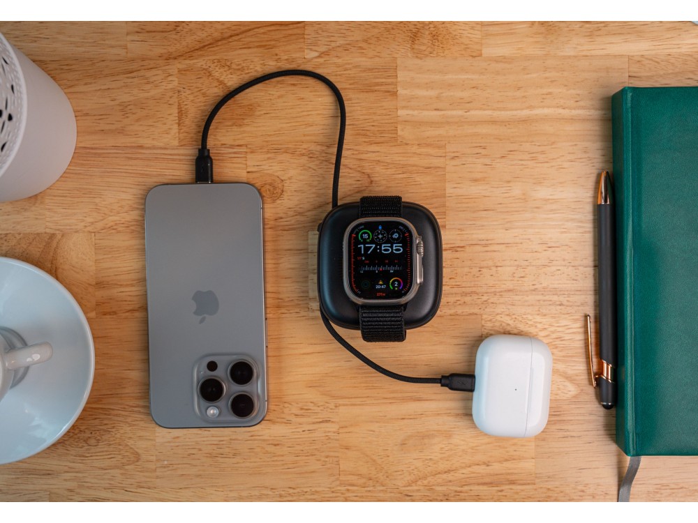 Swissten Voltbox MagGo Μαγνητικό Power Bank 10.000mAh Qi2 Certified 15W MagSafe iPhone & Apple Watch & 2 Ενσωματωμένα Καλώδια