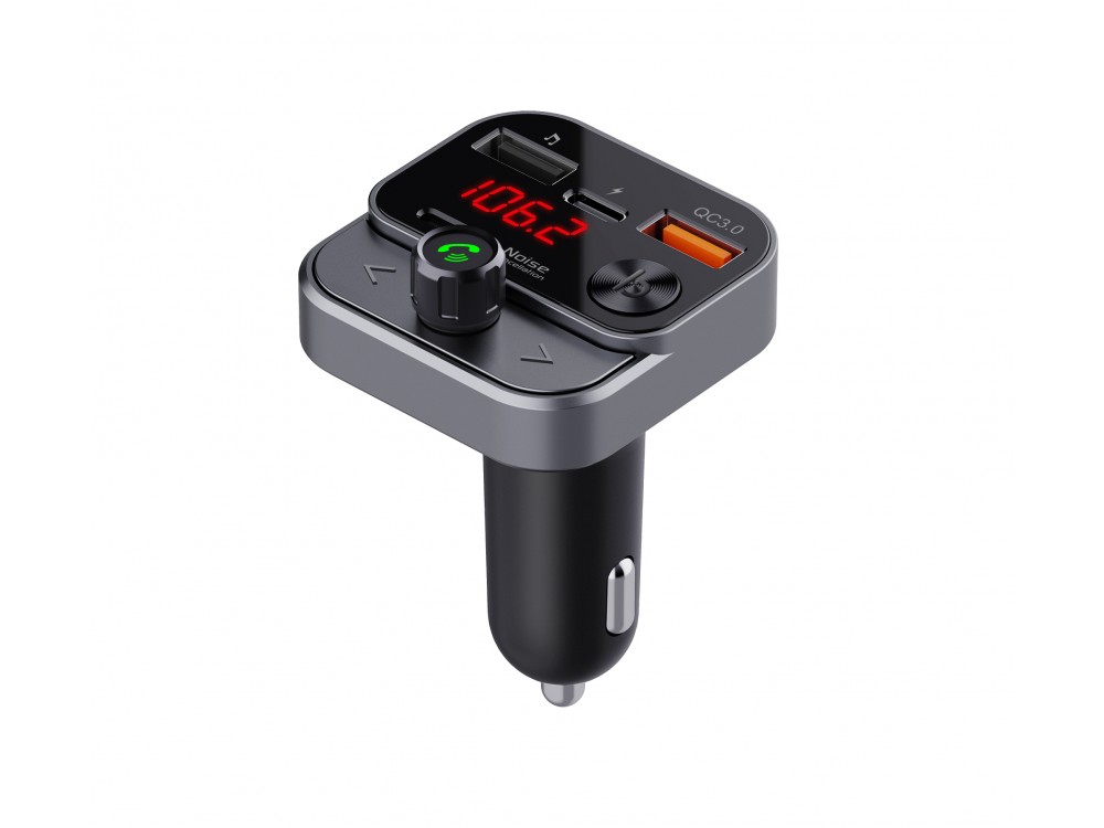 Swissten FM Transmitter Bluetooth Handsfree Αυτοκινήτου με Θύρες USB-C & USB-A Γρήγορης Φόρτισης 30W