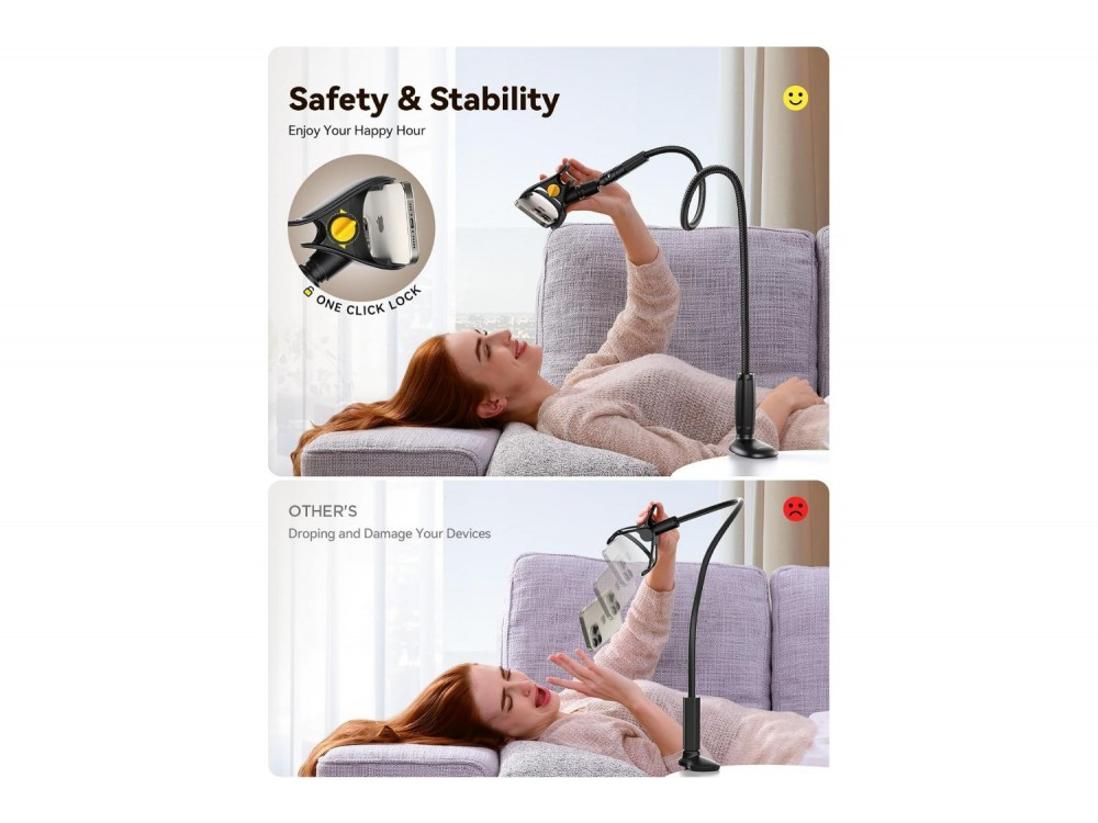 Joyroom JR-ZS389 Gooseneck Εύκαμπη Βάση/Arm τοποθέτησης Κινητού 4"-7" Ίντσες, 100εκ. Ύψος, Black - ΑΝΟΙΓΜΕΝΗ ΣΥΣΚΕΥΑΣΙΑ