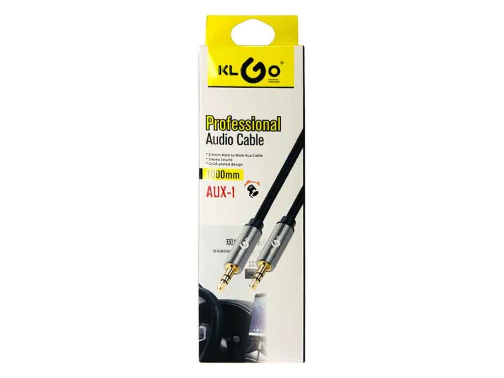 KLGO AUX-1 Audio Cable, AUX Audio Cable with Nylon Braid 1m, Silver