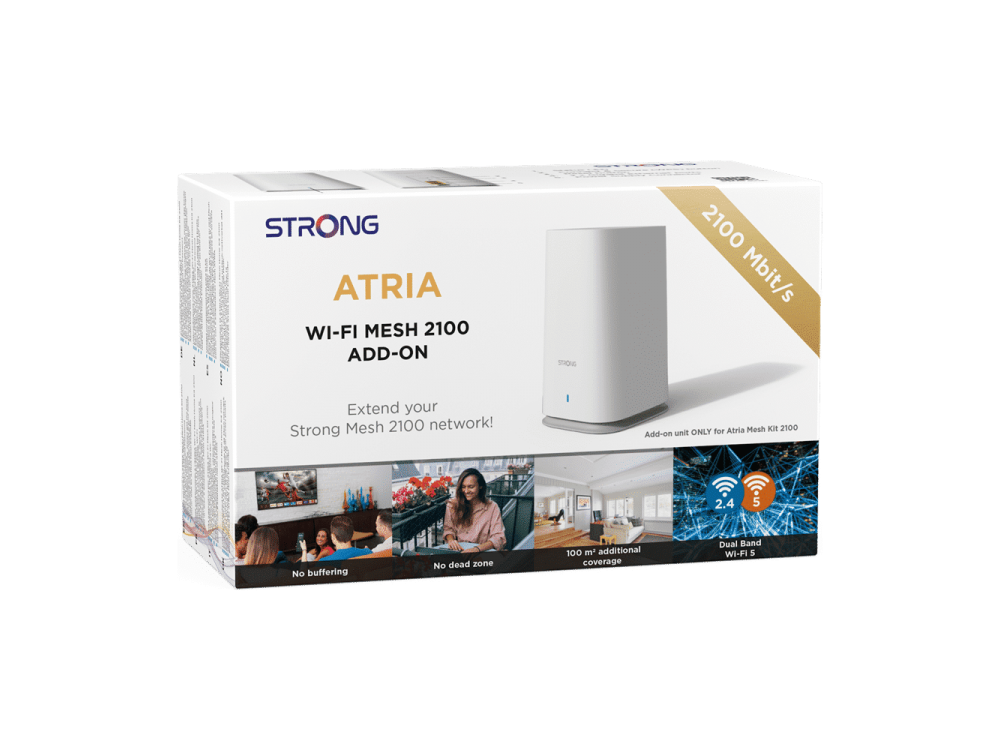 Strong ATRIA Mesh 2100, WiFi Mesh Network Access Point Wi-Fi 6 AC1600 Dual Band (2.4 & 5GHz), με 2 Θύρες Gigabit Ethernet, Μονό