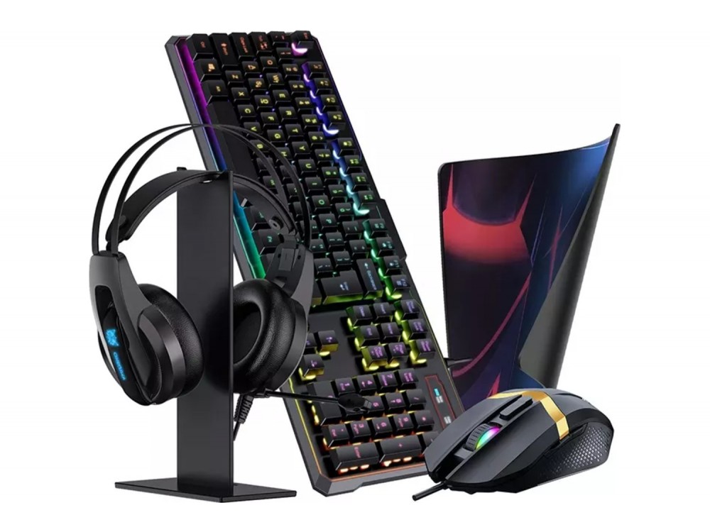Onikuma 5-in-1 RGB Combo Gaming Keyboard and Optical Mouse, Σετ Πληκτρολόγιο + Ποντίκι + Headset + Mouse - ΑΝΟΙΓΜΕΝΗ ΣΥΣΚΕΥΑΣΙΑ