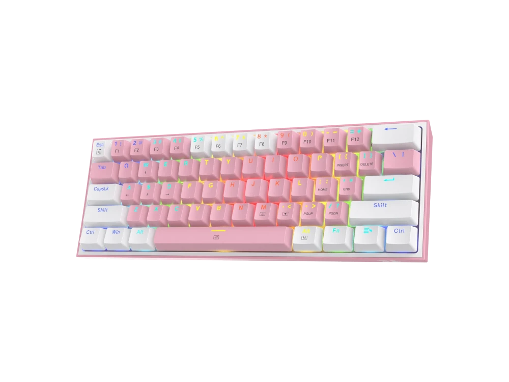 Redragon K617 FIZZ Gaming Mechanical Keyboard (US layout) 60  Keys with Outemu Red Switches & RGB  Lighting, Pink / White