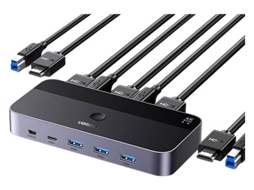 Ugreen KVM Switch USB 3.0 για 2 Υπολογιστές & 1 Οθόνη 4K