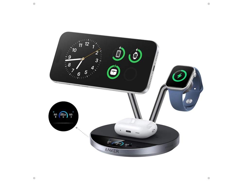 Anker Prime MagGo Βάση Ασύρματης Φόρτισης 3-σε-1 Qi2 25W