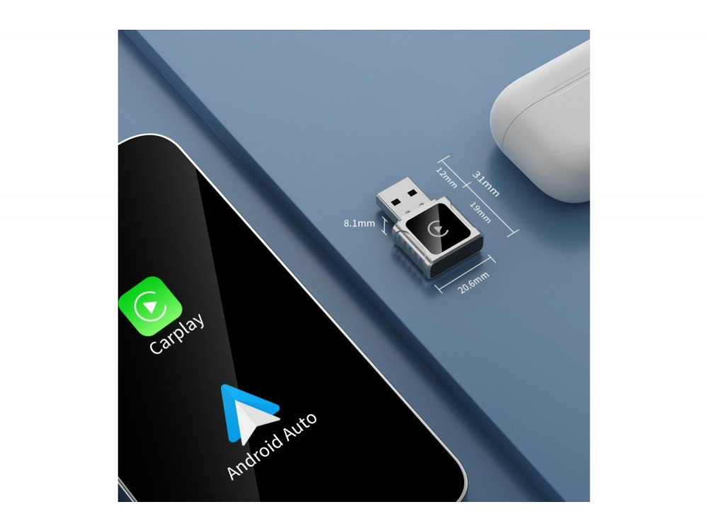 Swissten Ασύρματο Carlink Adapter, Συμβατό με Apple Carplay / Android Auto