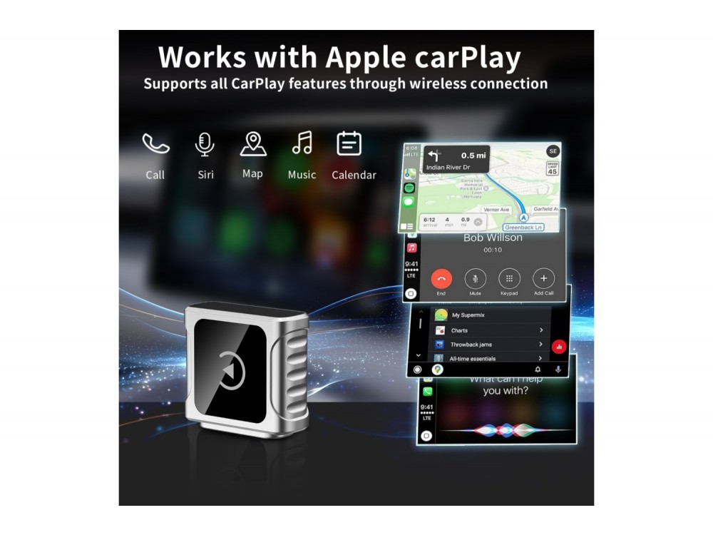 Swissten Ασύρματο Carlink Adapter, Συμβατό με Apple Carplay / Android Auto