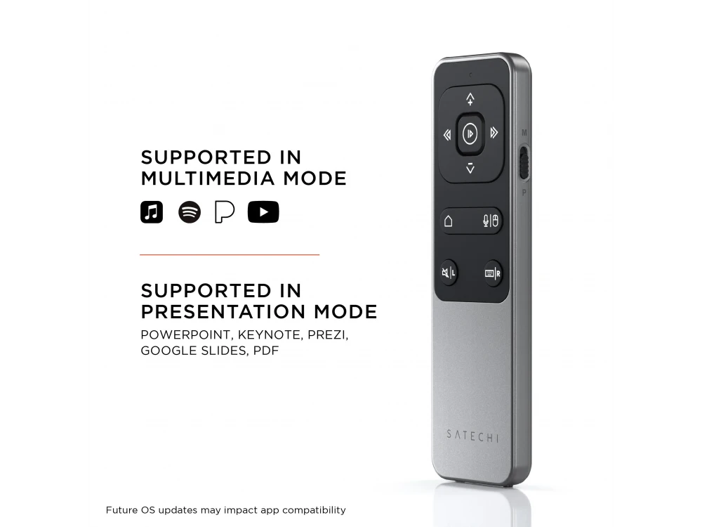 Satechi R2 Bluetooth Remote Wireless Presenter and Dual Mode Media Control for Mac, iPad & iPhone