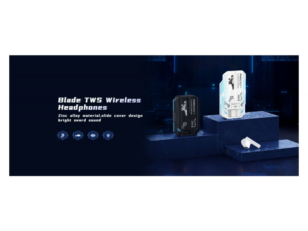 Recci Razor REP-W51, Αδιάβροχα Bluetooth 5.3 Ακουστικά IPX7 με Διάρκεια Μπαταρίας έως 30 Ώρες, White - ΑΝΟΙΓΜΕΝΗ ΣΥΣΚΕΥΑΣΙΑ