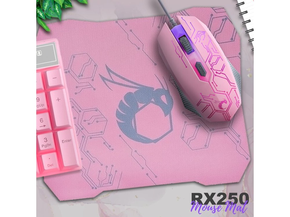 Orzly Hornet RX250 4-in-1 Essential Pack, RGB Gaming bundle (PC / PS4 / Xbox), Pink