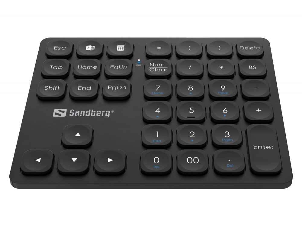 Sandberg Wireless Numeric Keypad Pro Ασύρματο Αριθμητικό Πληκτρολόγιο 2.4GHz & Bluetooth, Επαναφορτιζόμενο