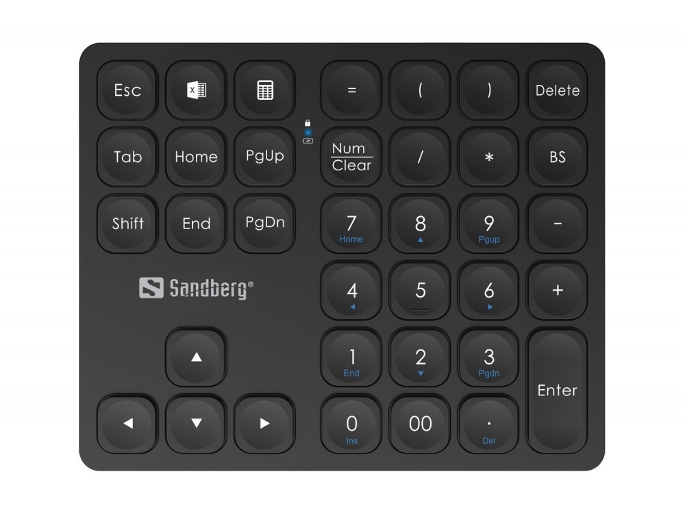 Sandberg Wireless Numeric Keypad Pro Ασύρματο Αριθμητικό Πληκτρολόγιο 2.4GHz & Bluetooth, Επαναφορτιζόμενο