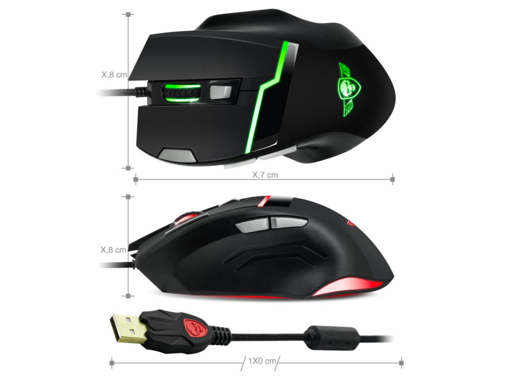 Spirit of Gamer Elite M10 RGB Optical Gaming Mouse, 4000 DPI, 7 Buttons + Mouse pad Combo - Μαύρο