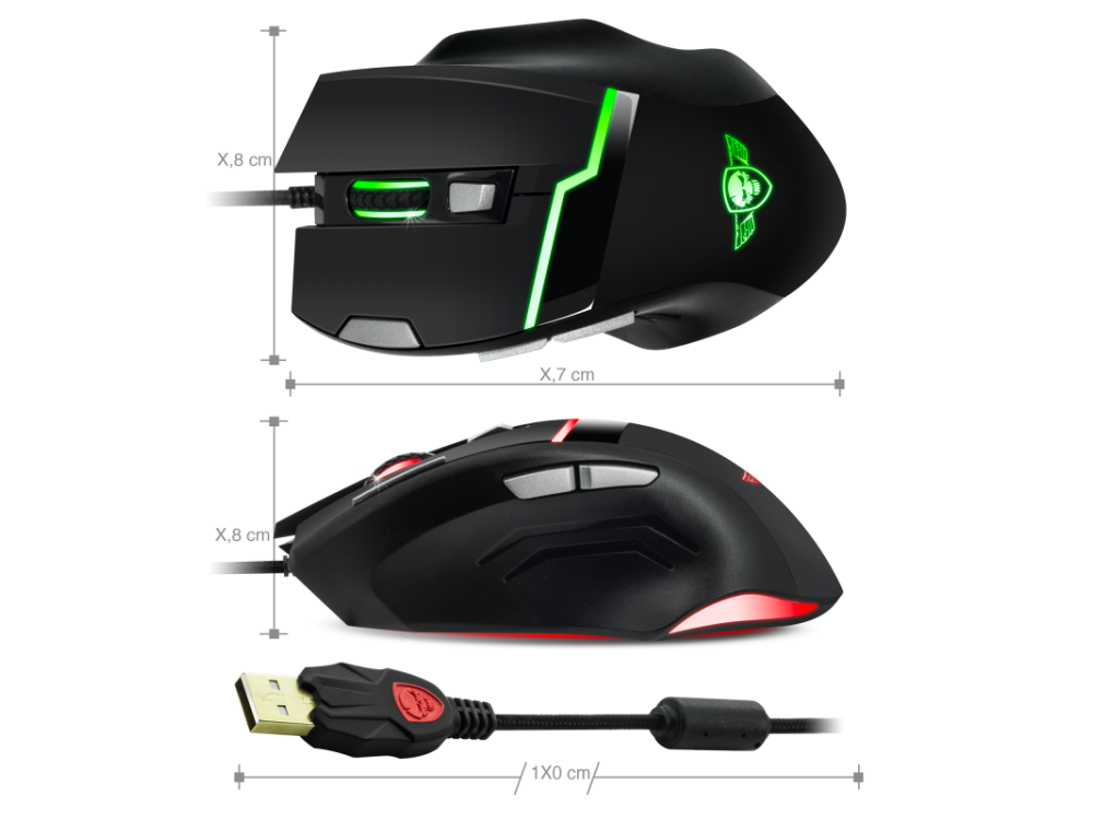 Spirit of Gamer Elite M10 RGB Optical Gaming Mouse, 4000 DPI, 7 Buttons + Mouse pad Combo - Black