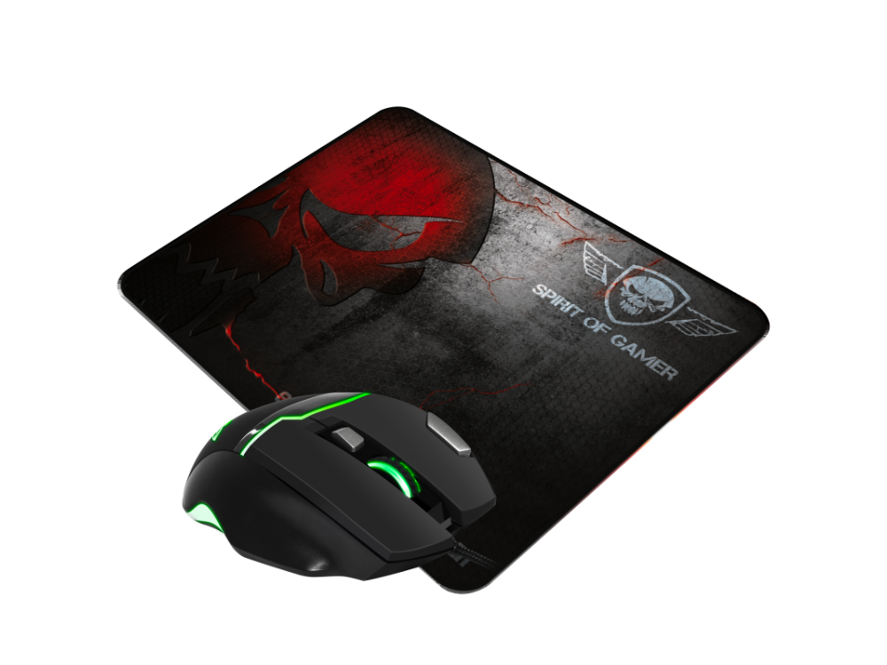 Spirit of Gamer Elite M10 RGB Optical Gaming Mouse, 4000 DPI, 7 Buttons + Mouse pad Combo - Μαύρο